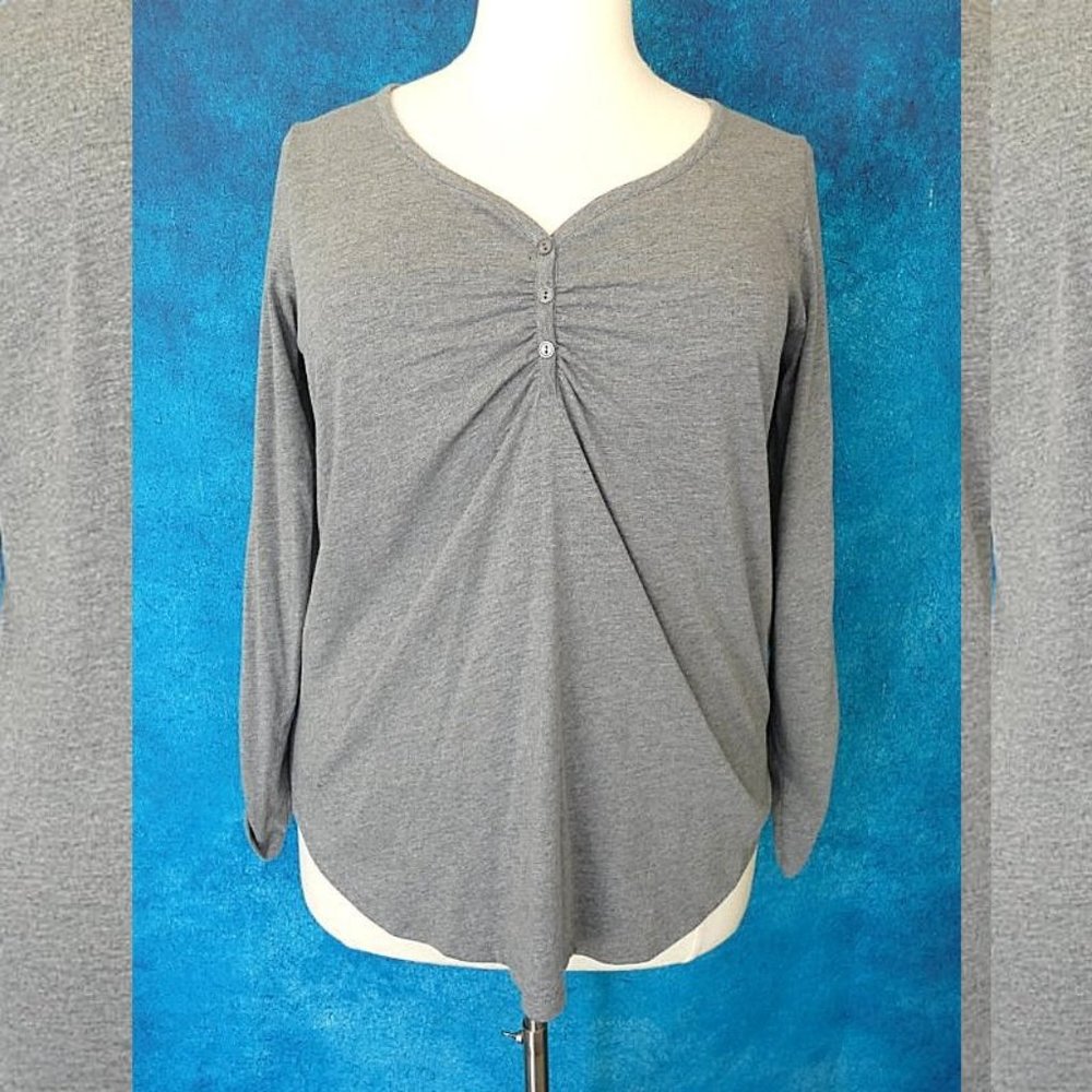 NWOT Roaman's Grey Ruched Henley Top Size 18/20